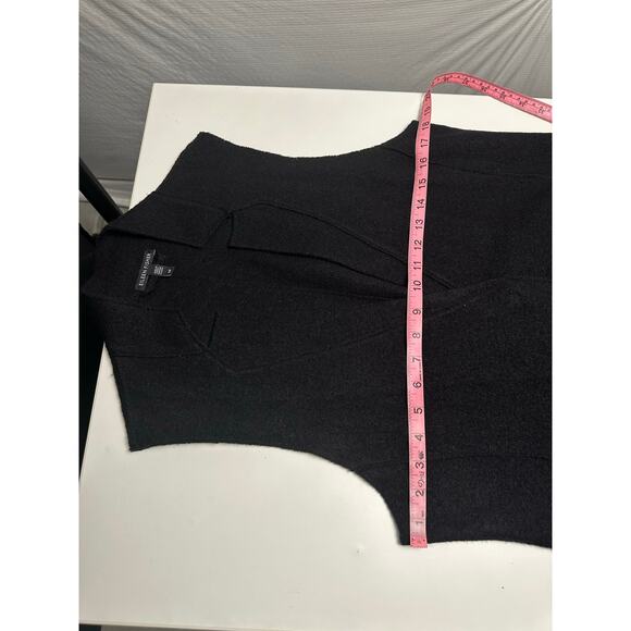 Eileen Fisher Size S Lightweight Boiled Wool Long Vest Responsible Wool Black - Picture 8 of 9